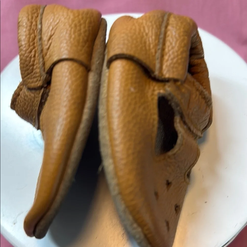 Brown Baby Walker Moccasins with Heart Cutouts - Picture 5 of 5